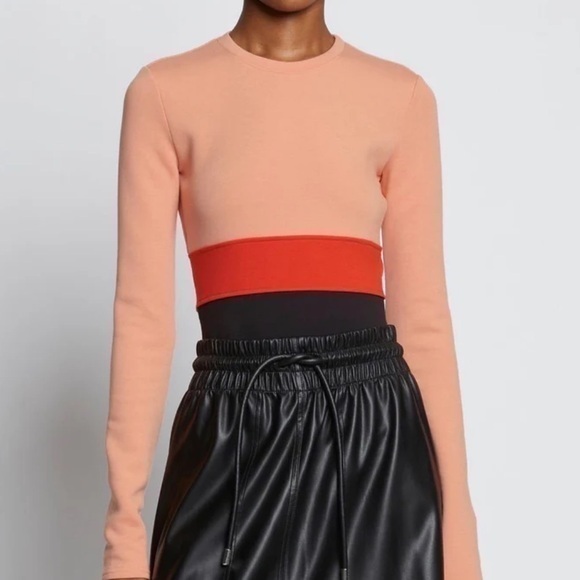 Proenza Schouler Colorblock Jersey Bodysuit (Salmon/Poppy/Black) - Picture 1 of 4